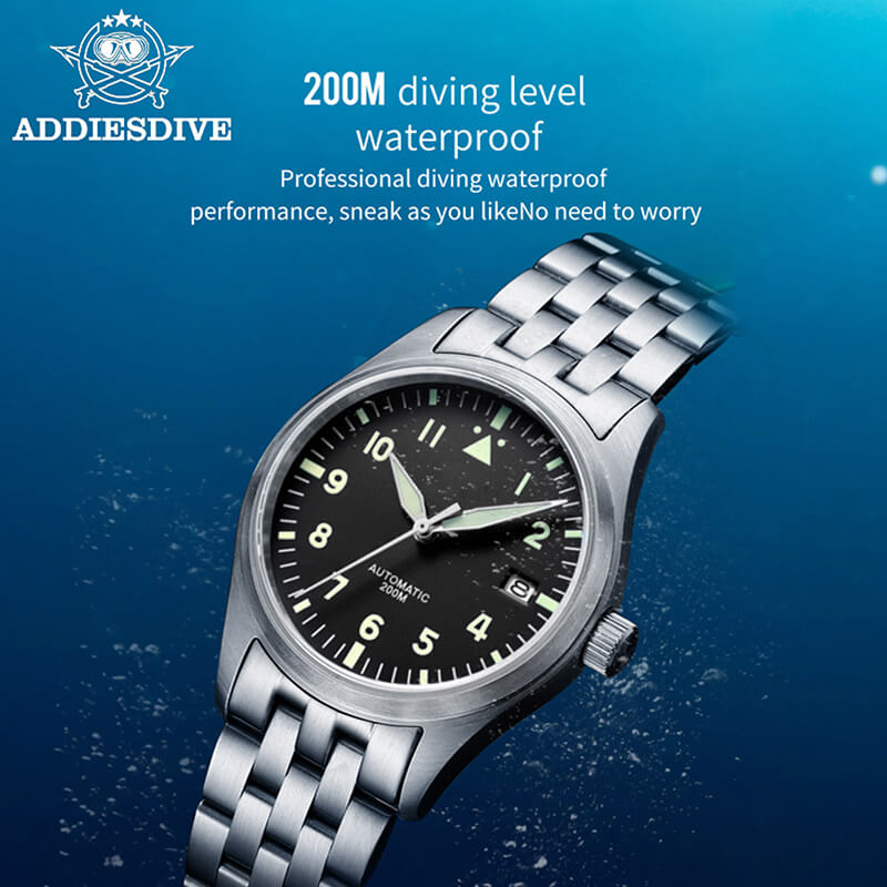 ADDIESDIVE AD2075 Watch For Men 39mm 3D Bark Dial 10Bar Waterproof