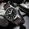 ADDIESDIVE®Pilot Black Leather Men's Elegant Automatic Watch Diver 200M (MY-H2)